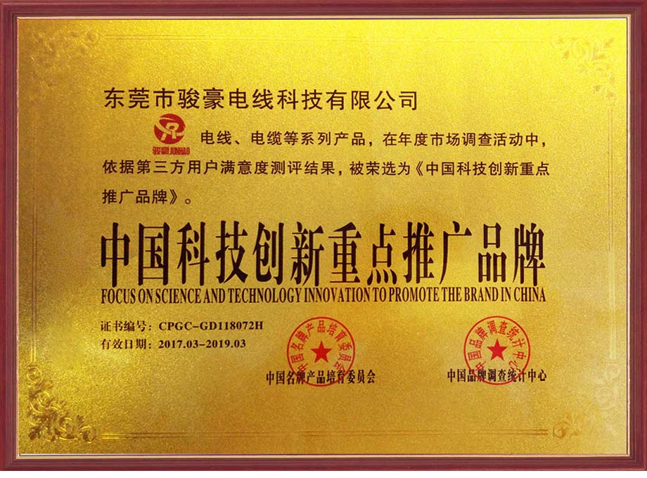 w66电线荣选为中国科技立异重点推广品牌